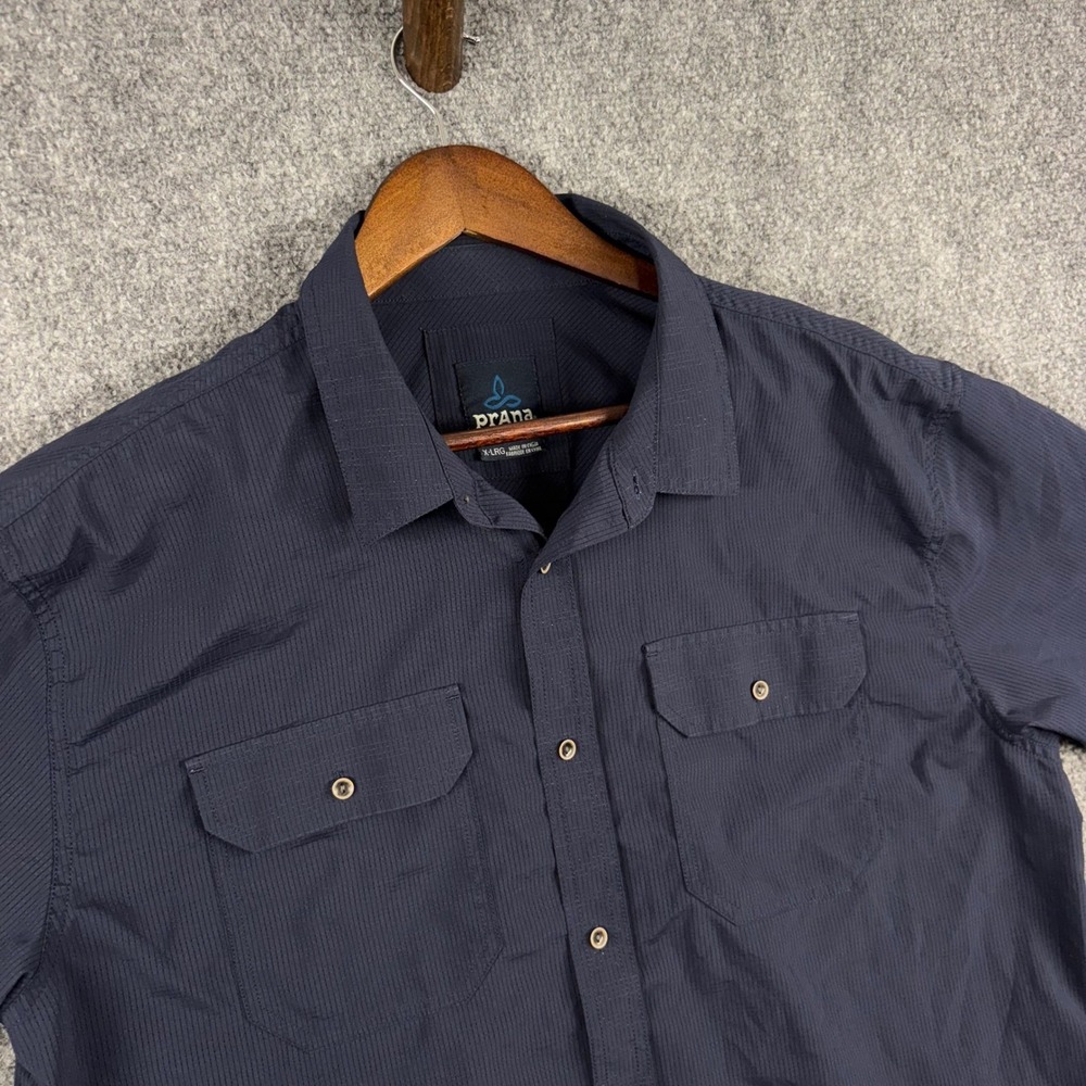 Prana Mens Button Down Shirt XL Extra Large Short‎ Sleeve Casual Travel